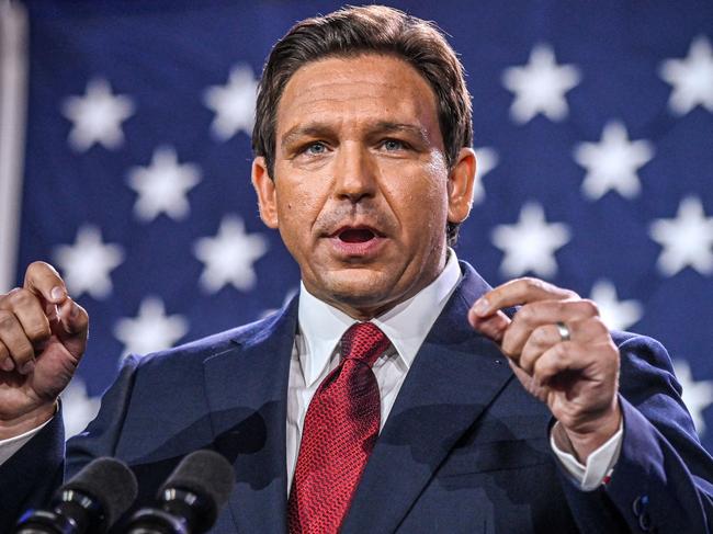 TOPSHOT - Republican gubernatorial candidate for Florida Ron DeSantis speaks during an election night watch party at the Convention Center in Tampa, Florida, on November 8, 2022. - Florida Governor Ron DeSantis, who has been tipped as a possible 2024 presidential candidate, was projected as one of the early winners of the night in Tuesday's midterm election. (Photo by Giorgio VIERA / AFP)