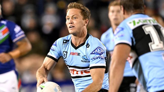 Matt Moylan has agreed to a new two-year contract with the Sharks. Picture: Bradley Kanaris/Getty Images