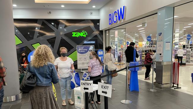 A busy Big W, Charlestown Square as it reopened its doors to customers. About 100 customers lined up on Monday morning to start browsing in the store. Picture: Amy Ziniak