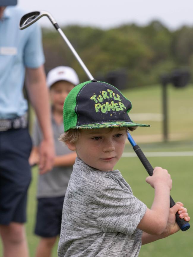 Junior golf clinic run by professional golfer Matt McFarlane. Picture: Brad Fleet