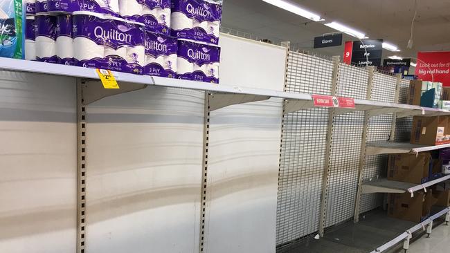 Toilet paper has been in scarce supply as panicked shoppers buy up big. Picture: Christine Middap