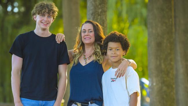 Angela McMillan and her two sons Alex, 16, Zelman, 10. Picture: RoyVPhotography