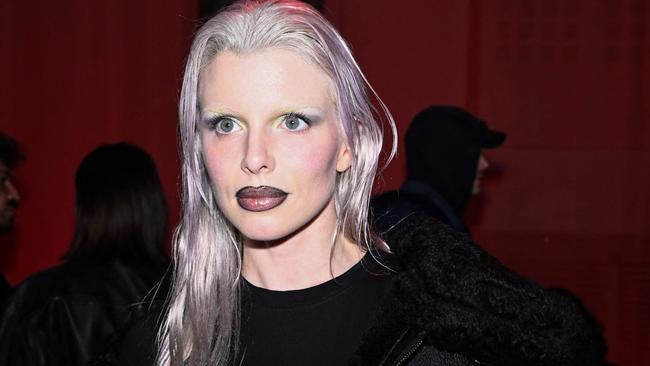 Italian US-actress Julia Fox poses ahead of the presentation of creations by Vetements for the Women Ready-to-wear Fall-Winter 2024/2025 collection as part of the Paris Fashion Week, in Paris on March 1, 2024. (Photo by Miguel MEDINA / AFP)