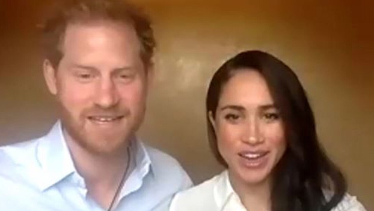 Prince Harry and Meghan Markle have thrown themselves behind some worthy causes this year. Seen here on a Zoom call with young leaders. Picture: Queen’s Commonwealth Trust