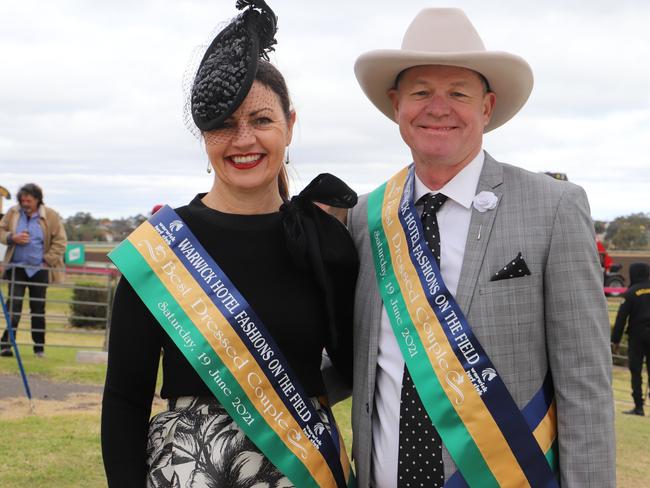 Ariane de Rooy and Peter Phelan, winners of best dressed couple at the Ergon Energy 2021 Warwick Picnic Day Races.