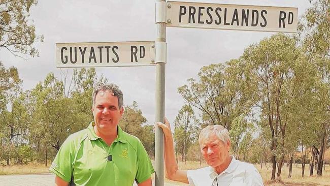 RECONNECTION: Rick Pressland and Andrew Bingley at Presslands Road Reids Creek. Picture: Rick Pressland