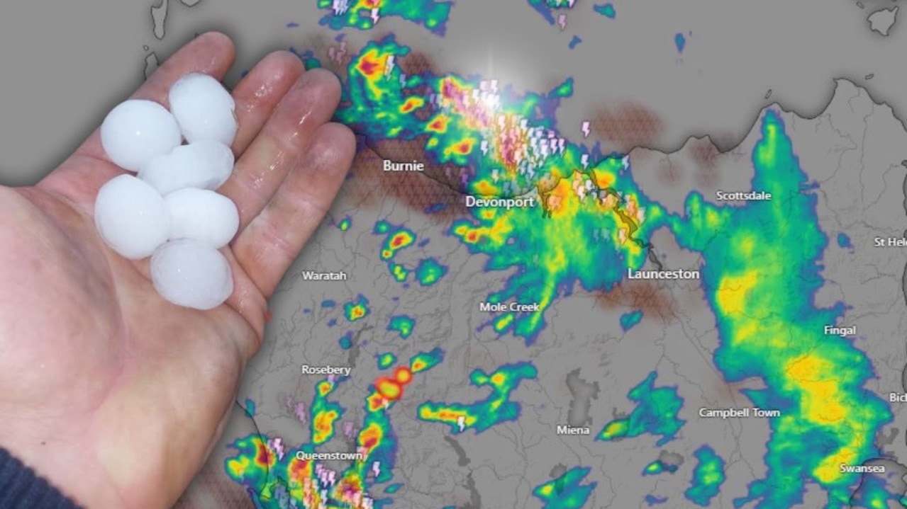 Hail has lashed parts of Tasmania's northwest, with lightning strikes starting several fires.