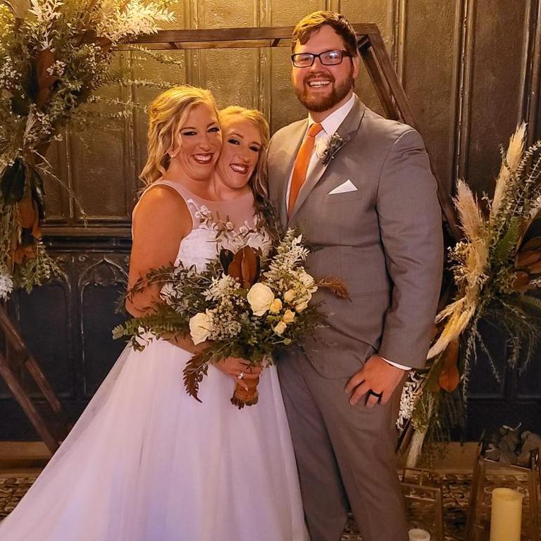 Conjoined twins Abby and Brittany Hensel have offered a glimpse into Abby’s wedding. Picture: Facebook