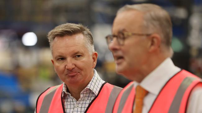 Opposition energy spokesman Chris Bowen Chris Bowen, left, with Labor leader Anthony Albanese. Picture: David Swift