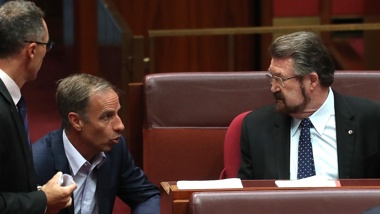 Derryn Hinch (right) during his time as a federal senator. Picture Kym Smith