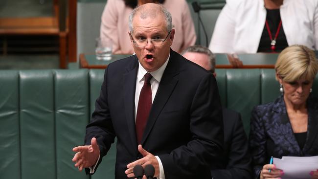 Scott Morrison addresses the parliament yesterday. Picture: Kym Smith