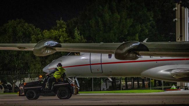 Taylor Swift’s jet landed in Melbourne in the early hours of Thursday morning. Picture: NCA NewsWire / Jake Nowakowski