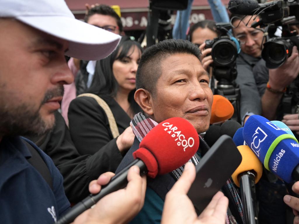 Fidencio Valencia, the grandfather of the four children, outside the Military Hospital. Picture: AFP