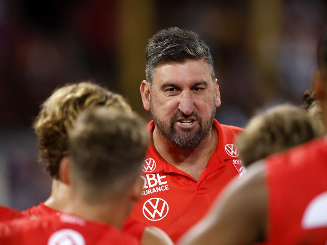 Coach Dean Cox in his first game as coach during the AFL Opening Round match between the Sydney Swans and Hawthorn Hawks at the SCG on March 7, 2025. Photo by Phil Hillyard (Image Supplied for Editorial Use only - **NO ON SALES** - Â©Phil Hillyard )