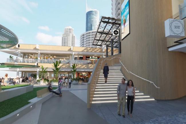 Artist impression of the proposed redevelopment of the Paradise Centre in Surfers Paradise on the Gold Coast.