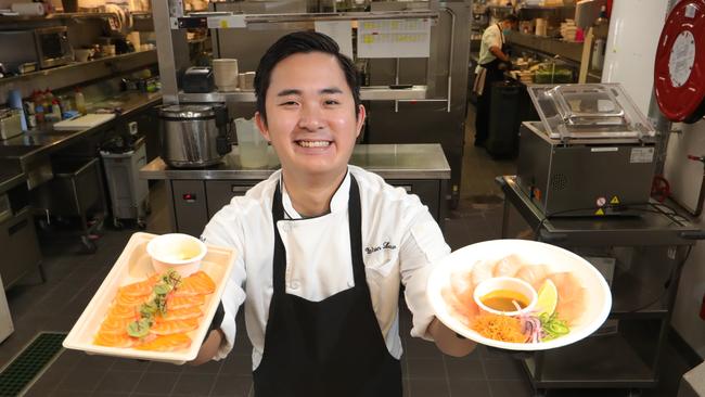 Kiyomi head chef Winson Law with some of the stylish dishes now available. Picture: Glenn Hampson