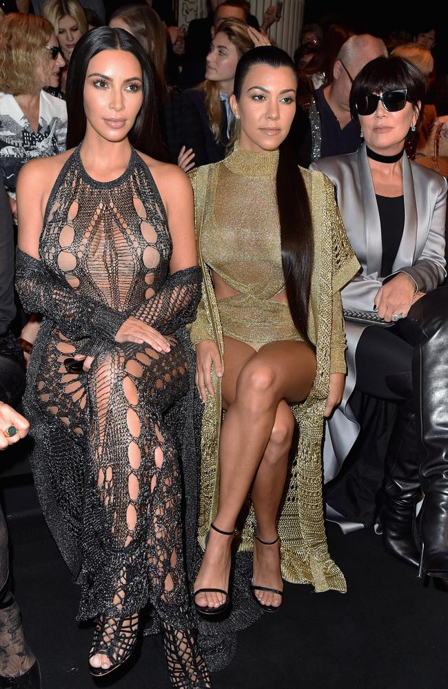 Kim Kardashian, Kourtney Kardashian and Kris Jenner attend the Balmain show as part of the Paris Fashion Week on September 29, 2016. Picture: Getty
