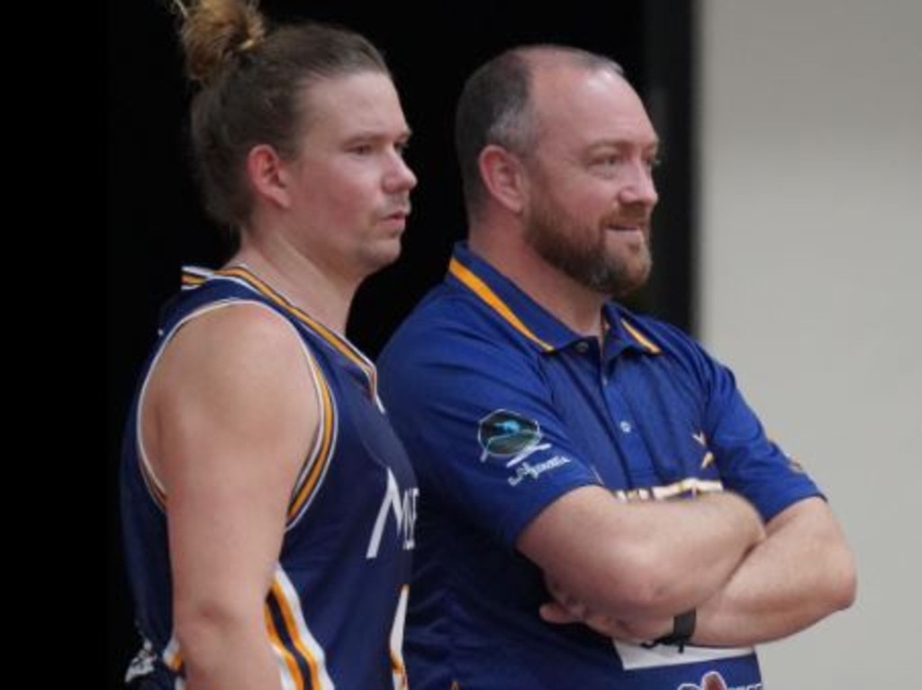 Hunt’s husband Matt (left) will be an assistant for the Darwin Salties women’s team. Picture: Darwin Basketball Association.