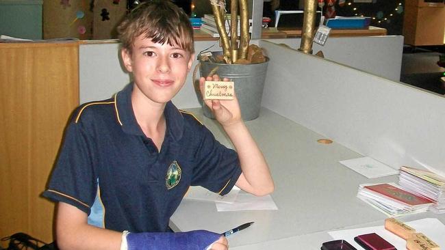 SENDING CHRISTMAS CHEER: Maleny State High School students have been enthusiastic about creating Christmas cards for elderly folk at an aged-care facility. Picture: Contributed