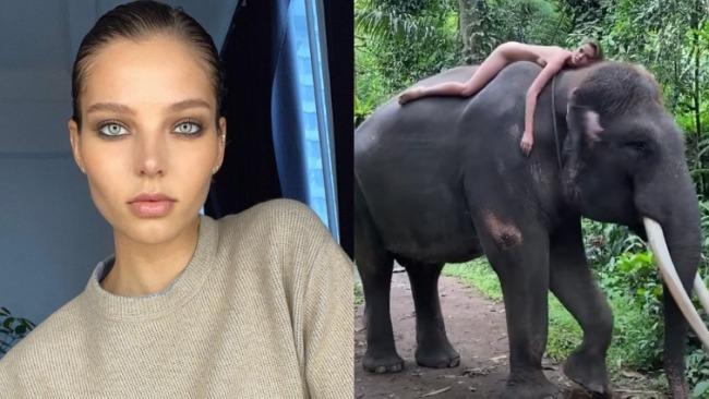 Russian influencer Alesya Kafelnikova made headlines in 2021 after posing naked on an endangered Sumatran elephant.