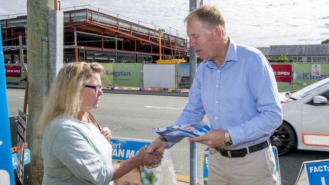 Forde Federal electorate candidate Bert van Manen at the Beenleigh polling booth. Picture: Jerad Williams