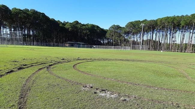 Damage caused by hoons at Pizzey Park. Photo: Supplied