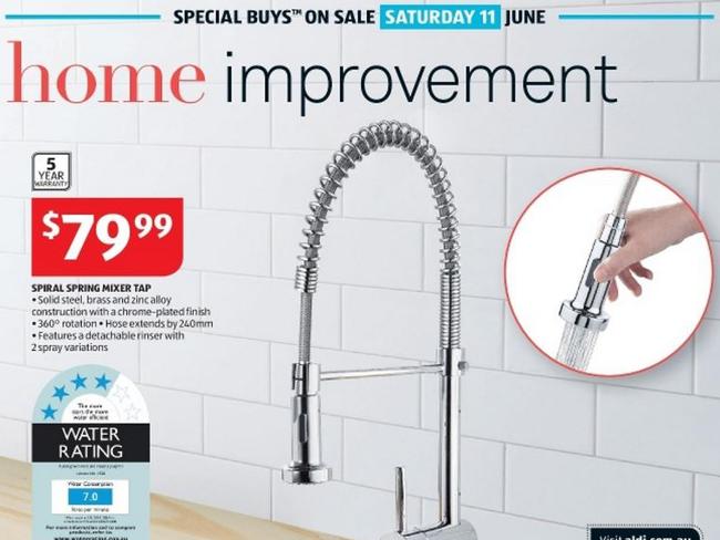 The Aldi tap found to put lead into water. Picture: Supplied