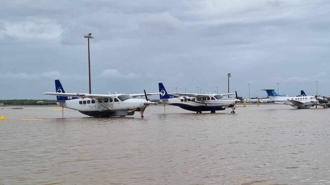 The deluge engulfed Cairns Airport. Picture: Hinterland Aviation