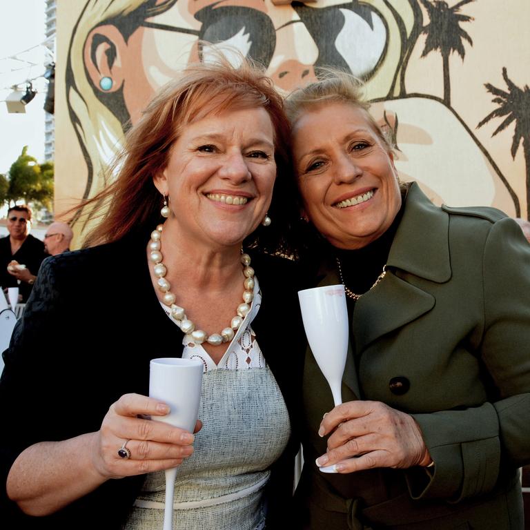 Karen Bolinger and Adrienne Readings at the opening of Cali Beach Club, Surfers Paradise. Picture: Regina King