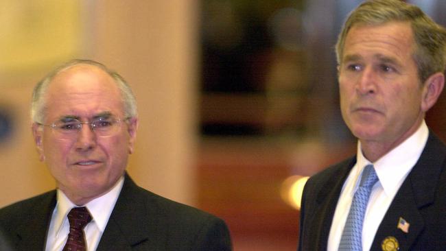 Not long after George Bush Jr became president of the United States, he backflipped on an earlier decision to agree to the Kyoto Protocol. Prime Minister John Howard urged him to reconsider. Picture:<span> John Feder</span>