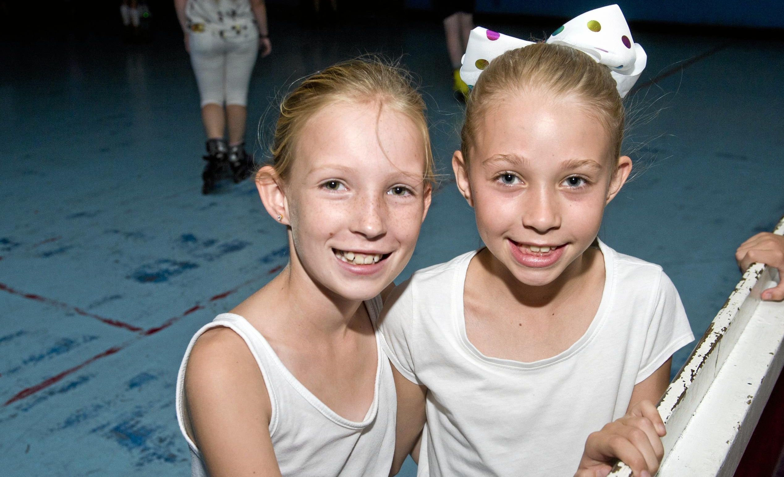 ( From left ) Tayla Boyes and Rylee Franke at Skate City. Sunday, 28th Jan, 2018. Picture: Nev Madsen