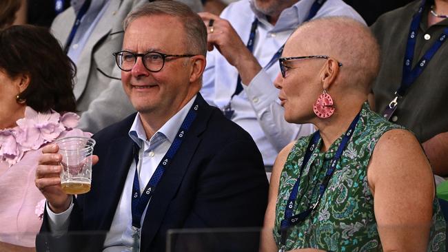 Mr Albanese and Ms Murphy at the Australian Open in January. Picture: Getty Images