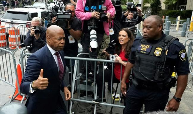 New York City Mayor Eric Adams arrives to appear in court after being indicted on corruption charges