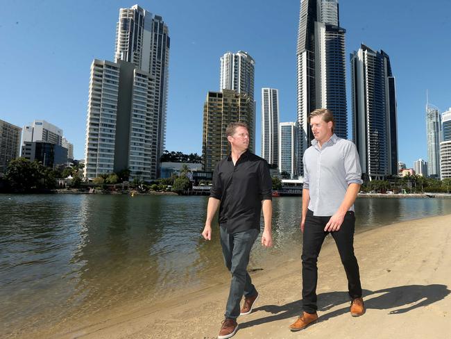 Pictured in Surfers Paradise L-R Brothers  Shannon and Brandon Pollard,former owners of Tribeca restaurant are off to try their luck in New York. picture Mike Batterham