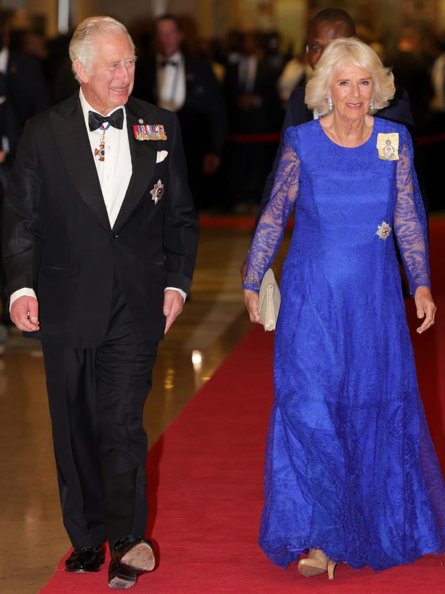 Prince Charles and Camilla arrive at the Commonwealth Heads of Government Dinner in Kigali, Rwanda. Picture: Getty Images.