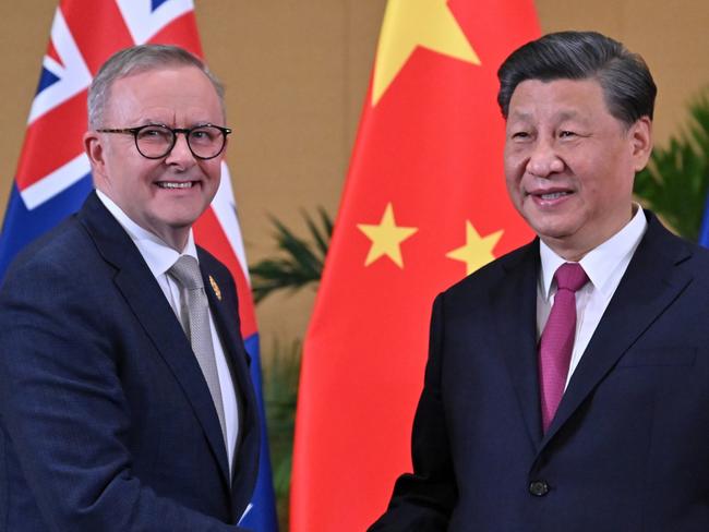 Australia's Prime Minister Anthony Albanese meets China's President Xi Jinping in a bilateral meeting during the 2022 G20 summit in Nusa Dua, Bali, Indonesia, Tuesday, November 15, 2022. (AAP Image/Mick Tsikas) NO ARCHIVING