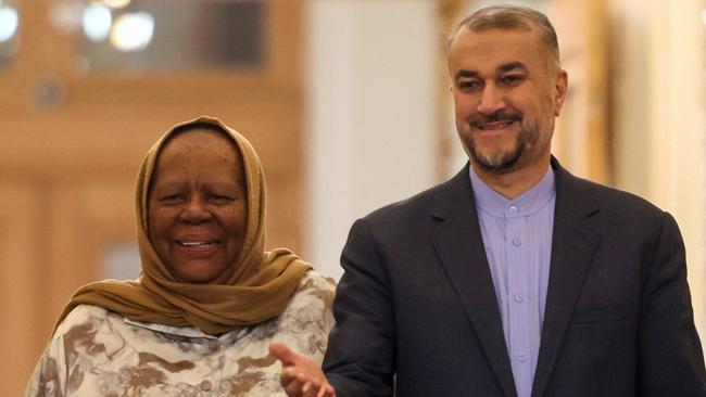 Hossein Amir Abdollahian made the remarks at a news conference on Tuesday in Tehran with South African Foreign Minister Naledi Pandor. Picture: AFP