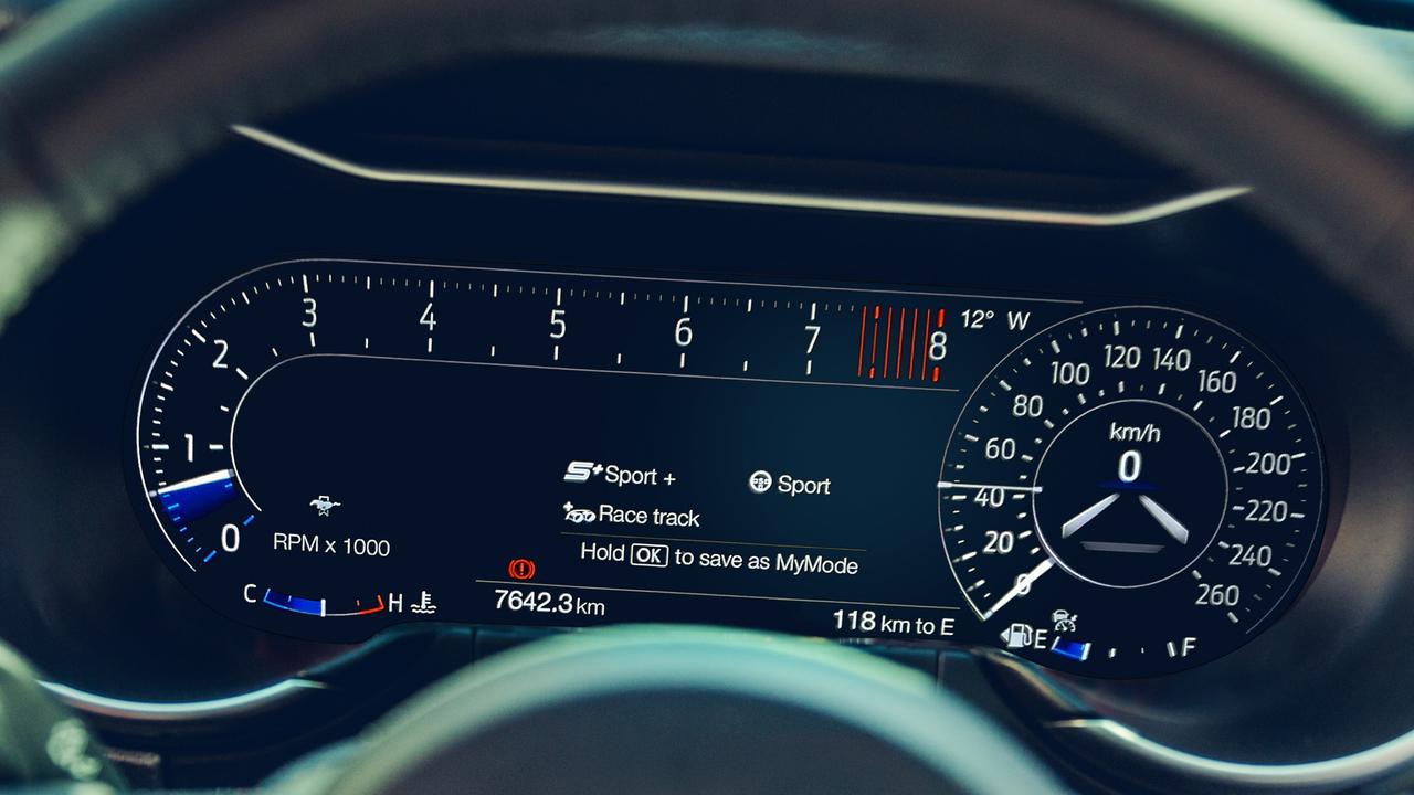 Ford’s digital dash has a racing edge to it.