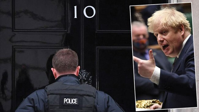 Police outside 10 Downing Street as the scandal around Boris Johnson and the parties there widens. Pictures: AFP