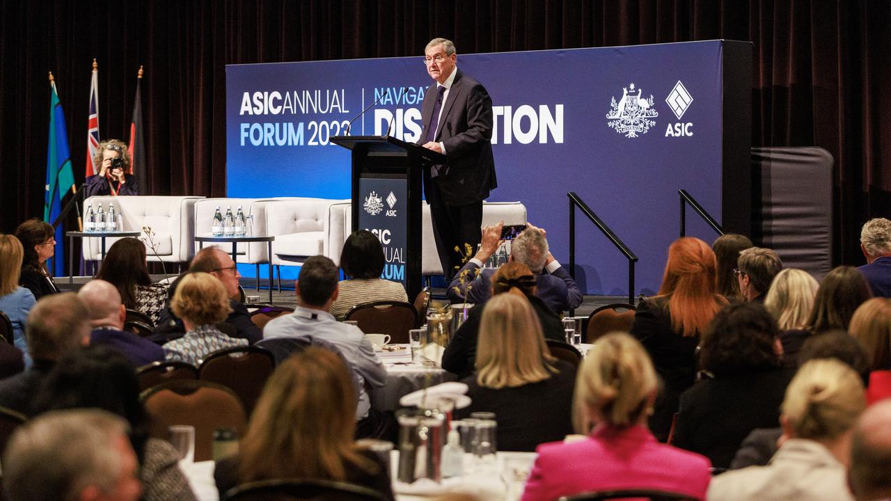 ASIC chair Joe Longo during the ASIC annual forum on Tuesday. Picture: Aaron Francis