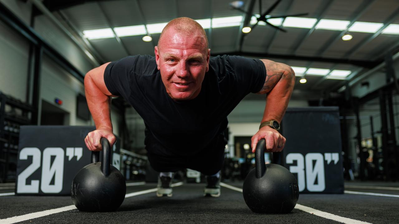 Luke Lewis, visits his ‘psychologist’ at Reborn Athletic Hub. Picture: Justin Lloyd.