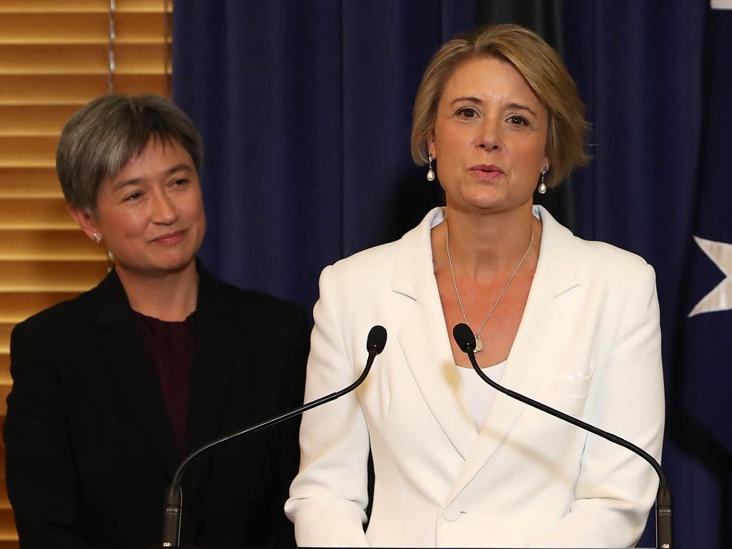 Labor's Senate Leader Penny Wong and Labor Deputy Leader in the Senate Kristina Keneally. Picture: Kym Smith