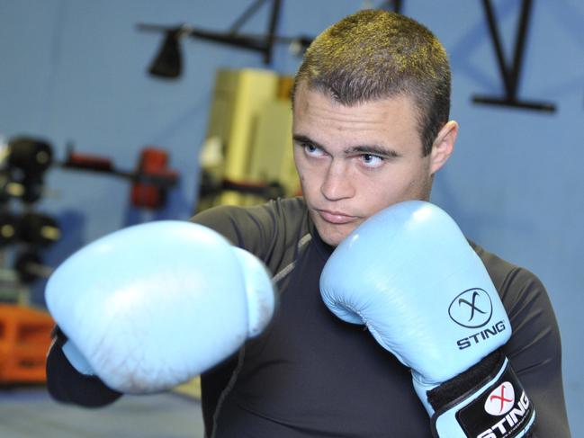 Dwight Ritchie pictured in 2012 as an up-and-coming 20 yo boxer training at Tarneit Boxing Gym.