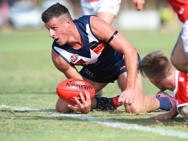 Avondale Heights star Justin Morris in action. Picture: Josie Hayden