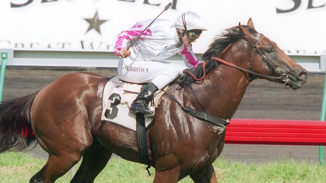 Exceed And Excel wins the 2004 Newmarket Handicap at Flemington. Picture: Craig Hughes