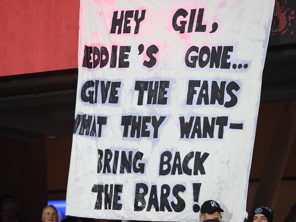 A sign in the crowd at the Showdown. Picture: Getty Images