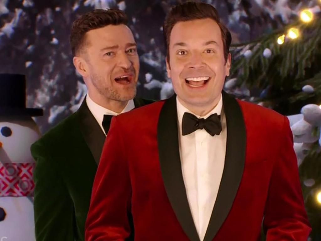 Jimmy Fallon celebrates Christmas with celeb pal Justin Timberlake during his Christmas TV special ‘Jimmy Fallon’s Holiday Seasoning Spectacular’. Picture: Backgrid