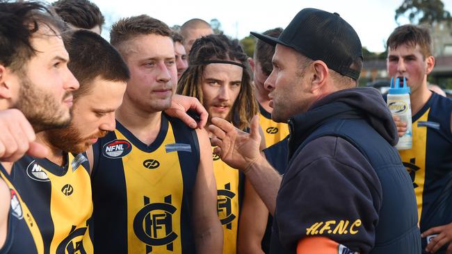 Hurstbridge coach Jarrod Tilley has re-signed. Picture: Josie Hayden