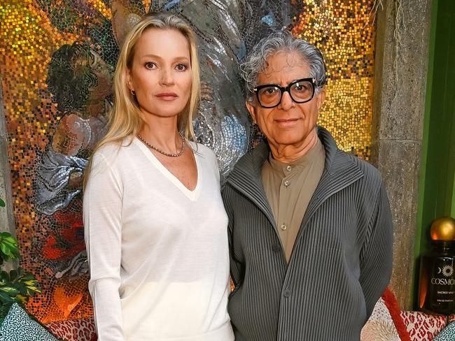 LONDON, ENGLAND - SEPTEMBER 18: Kate Moss and Dr. Deepak Chopra celebrate the first anniversary of Cosmoss with a wellness morning at Annabel's on September 18, 2023 in London, England. (Photo by Dave Benett/Getty Images for Cosmoss)