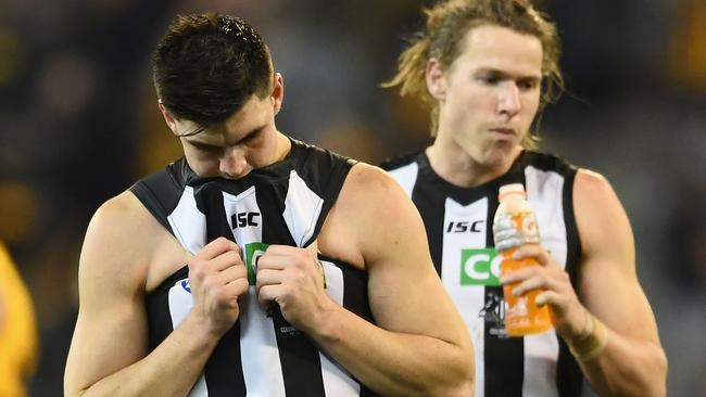 Brayden Maynard and a few other Collingwood teammates have been slammed for poor kicking.